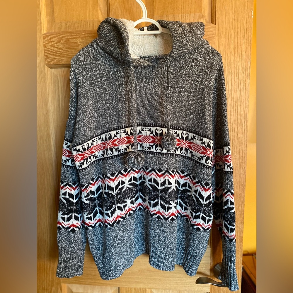 Cute Cozy knit sweater with hood.